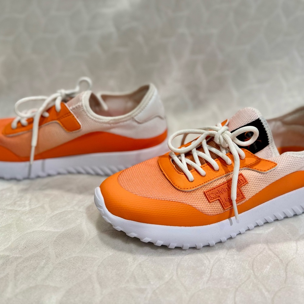 Orange and White Calvin Klein Retro Sneakers